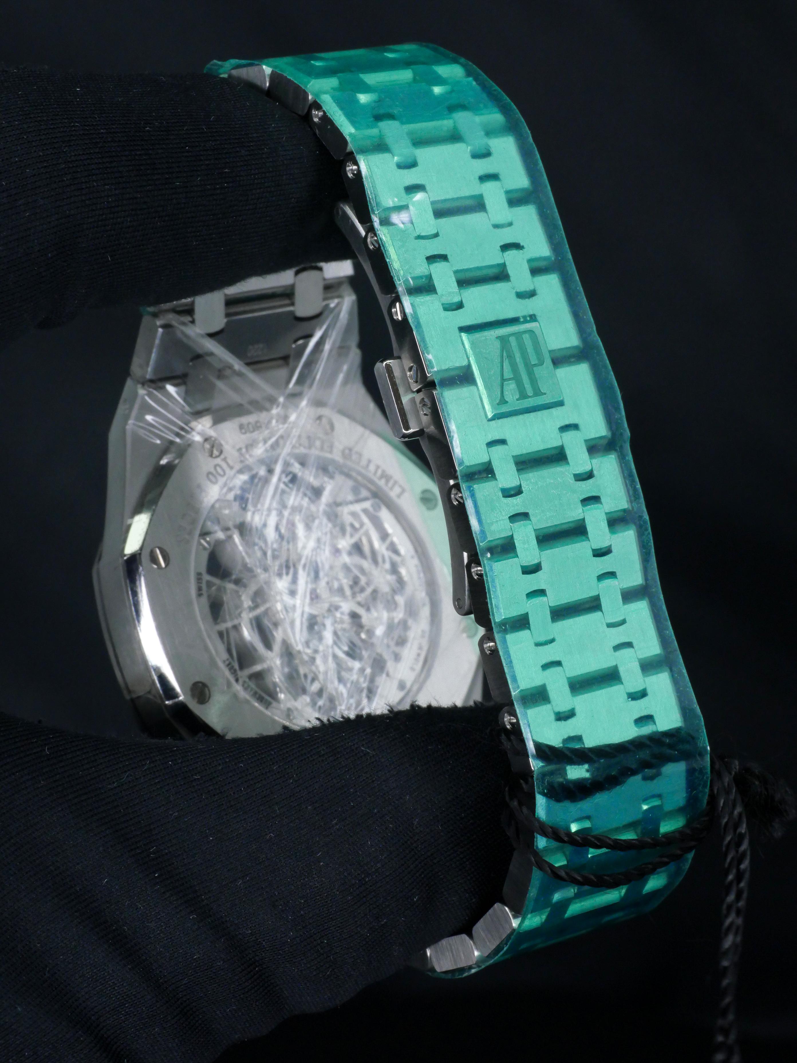 Audemars Piguet Stainless steel Royal Oak Tourbillon Openwork Manual Wristwatch For Sale 6