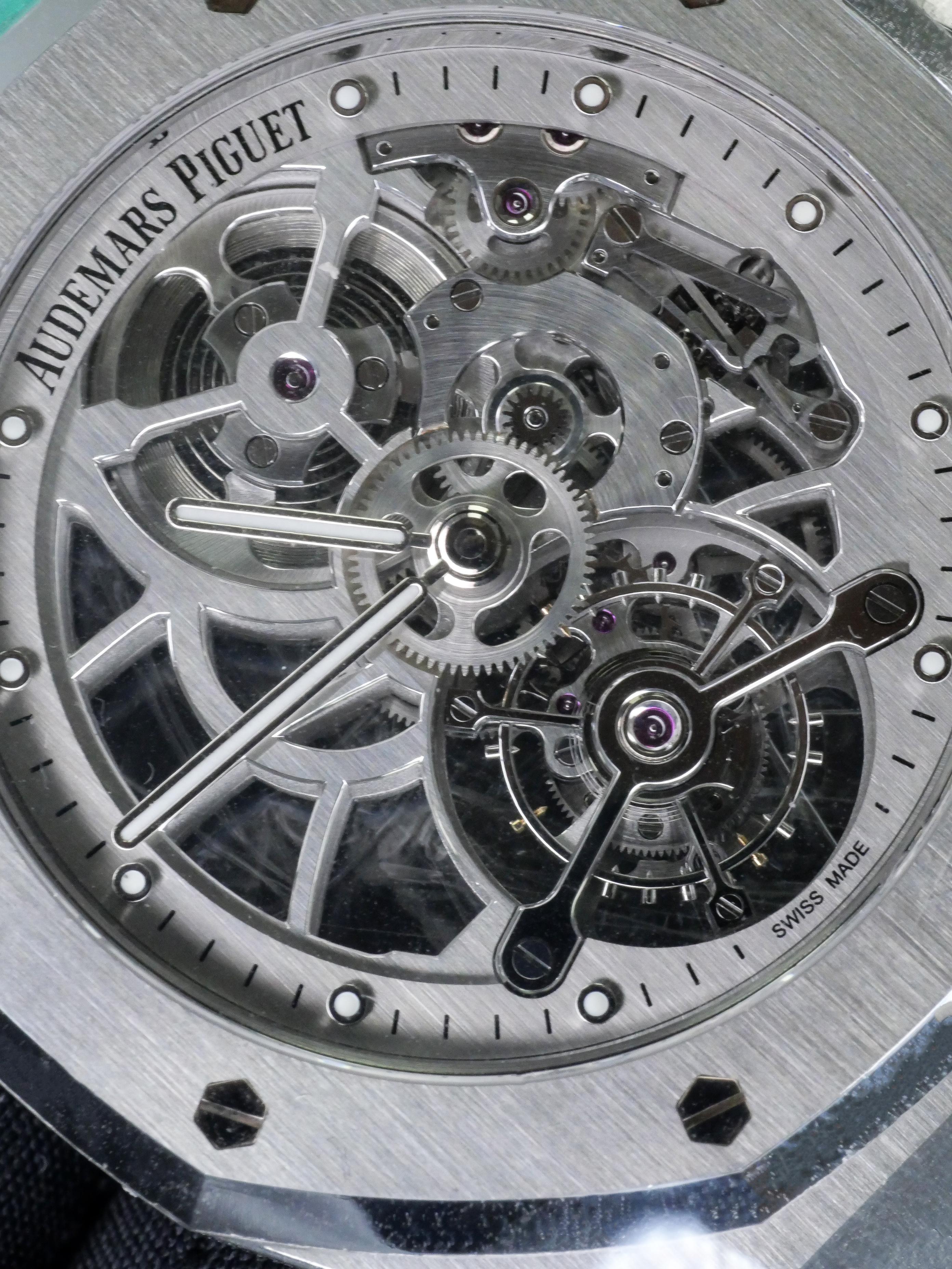 Audemars Piguet Stainless steel Royal Oak Tourbillon Openwork Manual Wristwatch For Sale 1