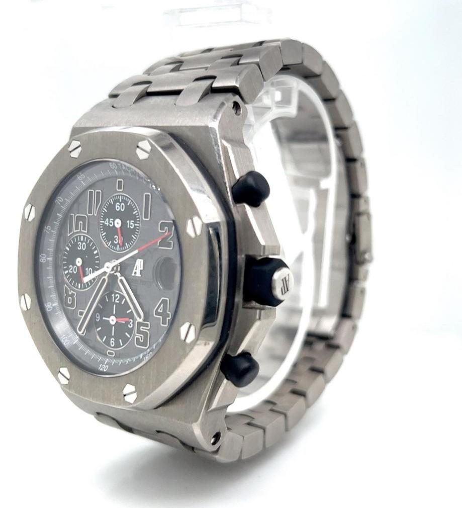 Audemars Piguet Titanium AP Royal Oak Grey Dial 26170TI with box and papers In Excellent Condition For Sale In Los Angeles, CA
