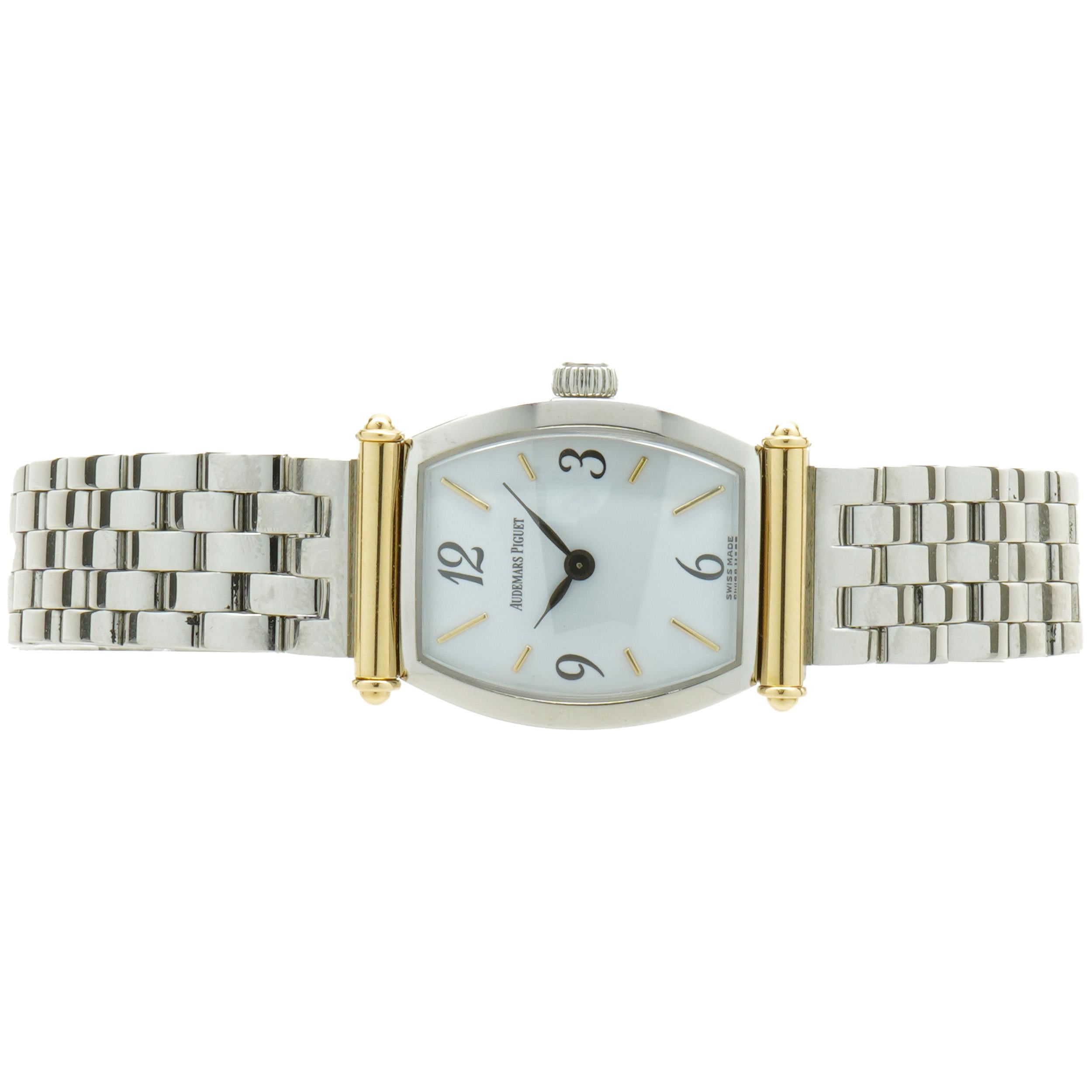 Movement: quartz
Function: hours, minutes
Case: 20x19mm stainless steel case, sapphire crystal
Band: stainless steel bracelet
Dial: white arabic/stick hour markers
Serial: D69XXX
Reference: 14943SA.OO.1032ST.01

No box or papers included
Guaranteed