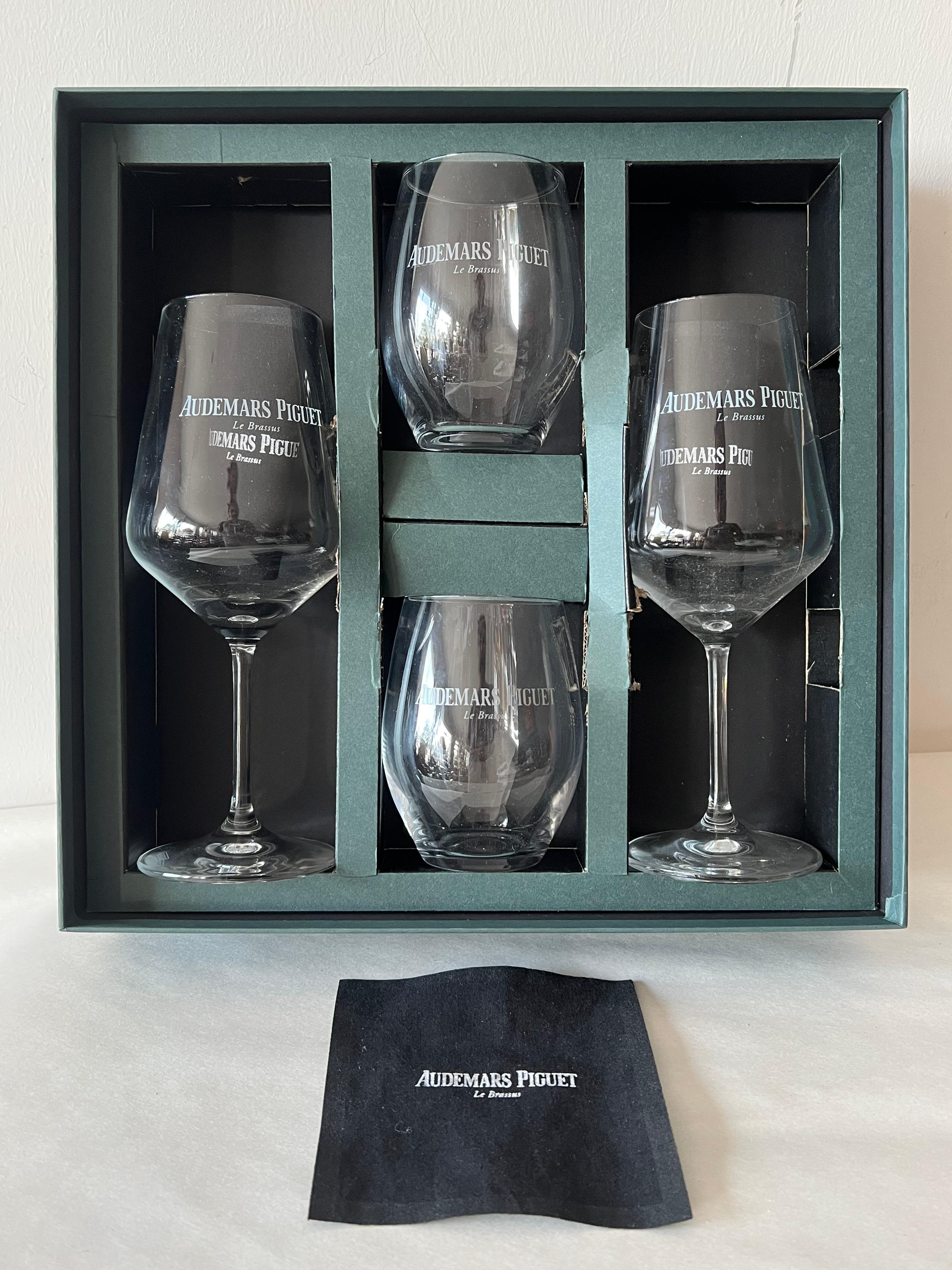 Modern Audemars Piguet Unused Crystal Wine Glasses VIP Promotional For Sale