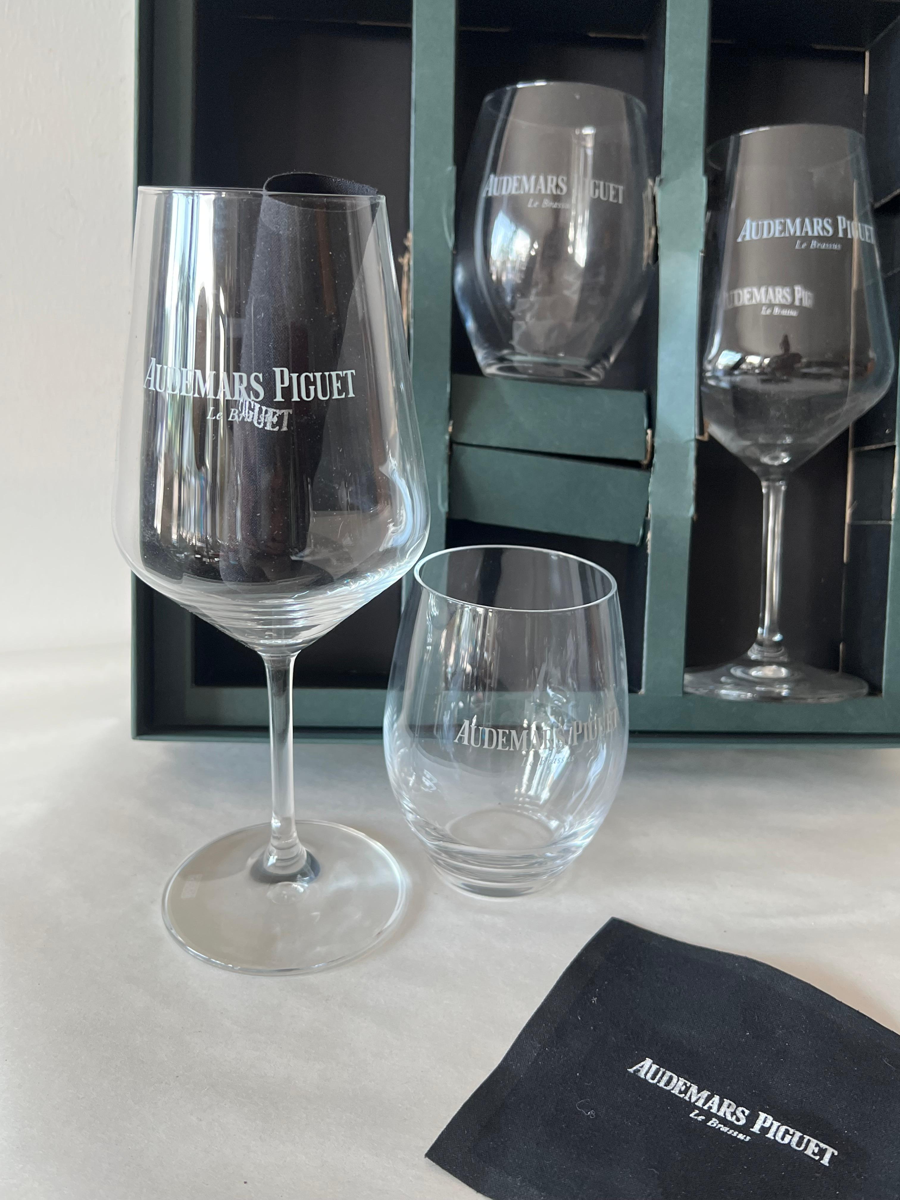 Swiss Audemars Piguet Unused Crystal Wine Glasses VIP Promotional For Sale