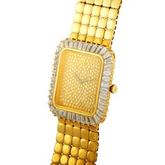 Audemars Piguet Vintage 18 Karat Yellow Gold Baguette Diamond Bezel Watch