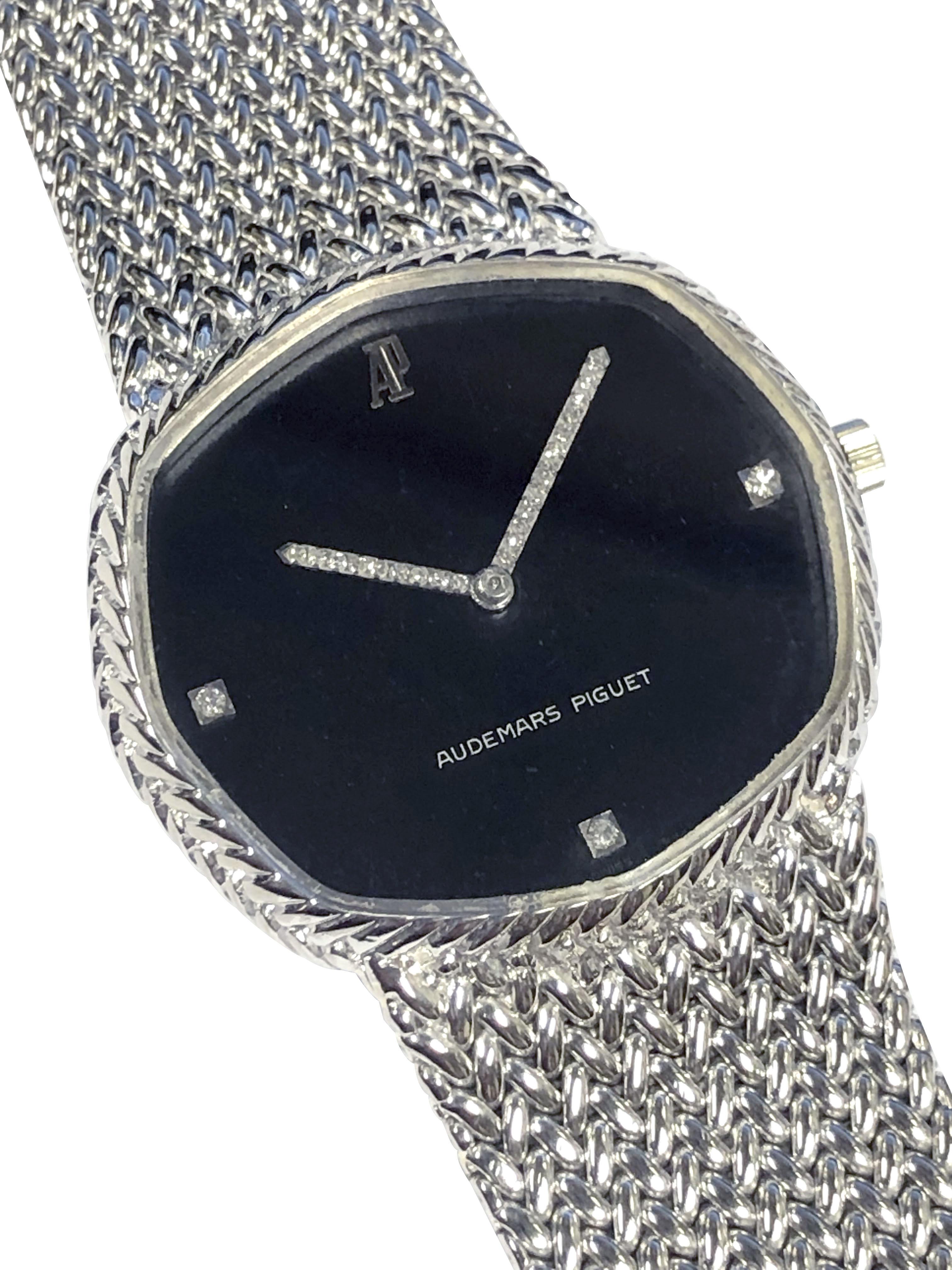 Women's or Men's Audemars Piguet Vintage Cobra White Gold and Diamond Gents Wrist Watch For Sale
