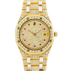 Audemars Piguet Vintage Royal Oak Yellow Gold Diamond and Ruby Watch circa 1980s