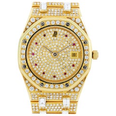 Audemars Piguet Vintage Royal Oak Yellow Gold Diamond and Ruby Watch circa 1980s