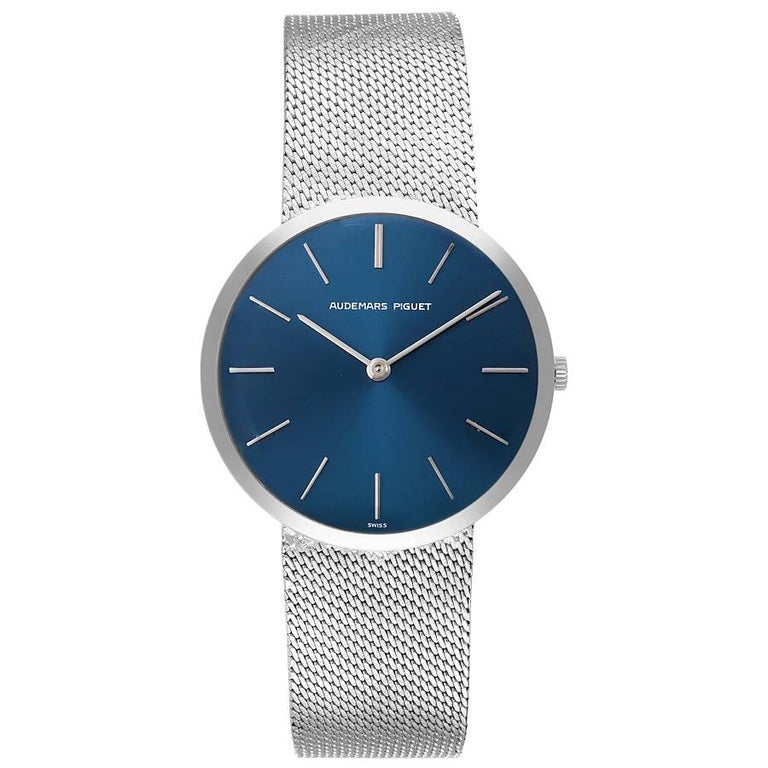 Audemars Piguet White Gold Blue Dial Vintage Mens Watch at 1stDibs