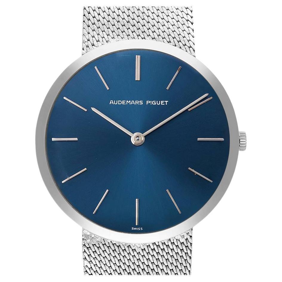 Audemars Piguet White Gold Blue Dial Vintage Mens Watch