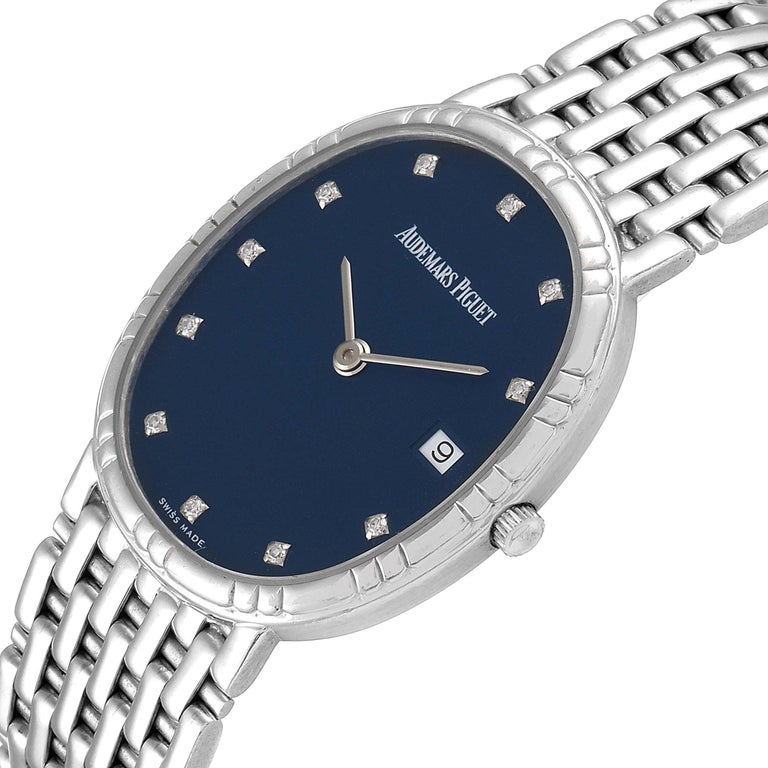 Audemars Piguet White Gold Blue Diamond Dial Unisex Watch For Sale at ...