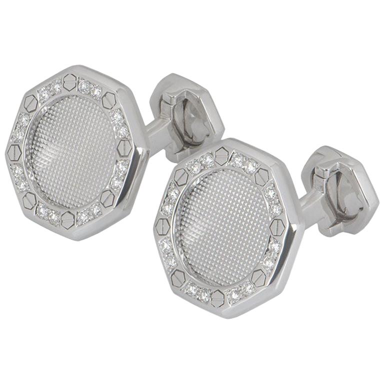 Audemars Piguet White Gold Diamond Royal Oak Cufflinks