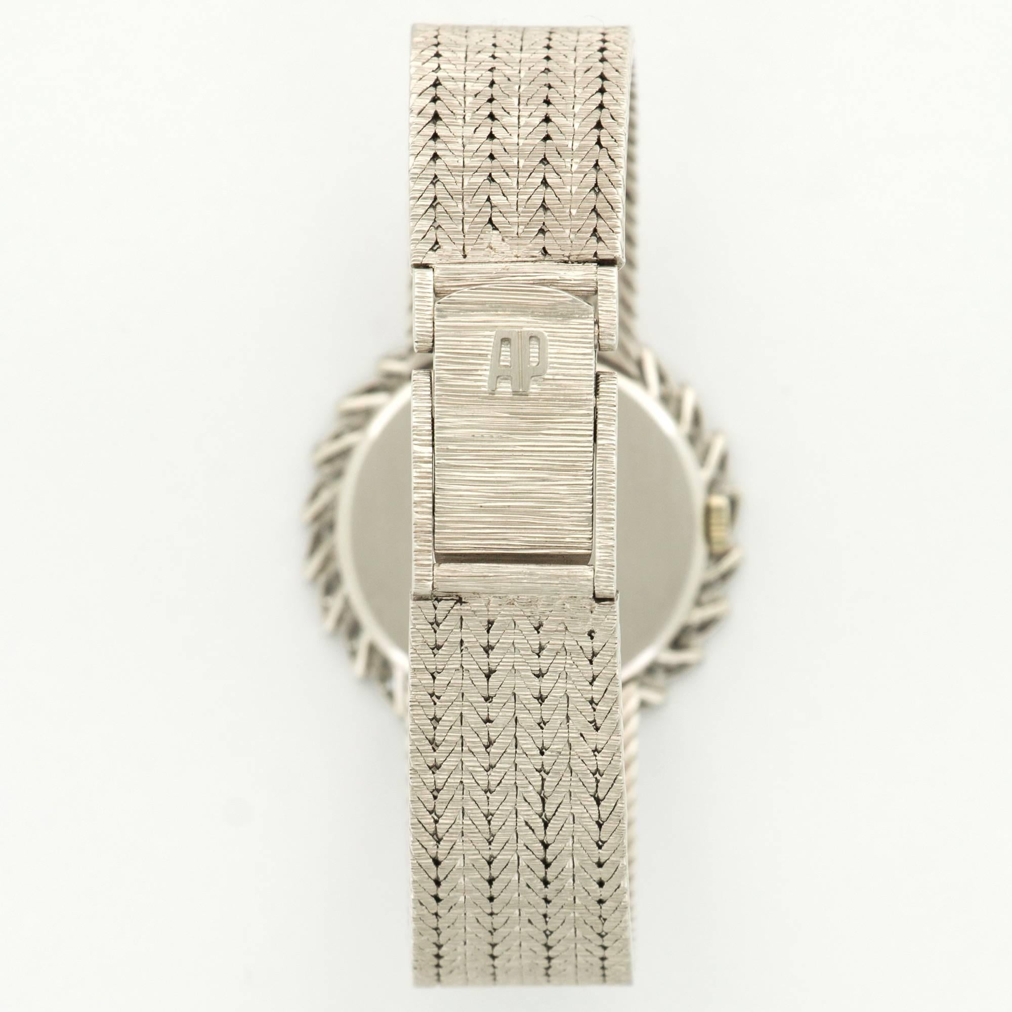 Marquise Cut Audemars Piguet White Gold Marquise Diamond Lapis Lazuli Wristwatch