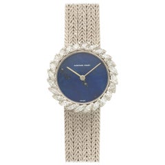 Vintage Audemars Piguet White Gold Marquise Diamond Lapis Lazuli Wristwatch