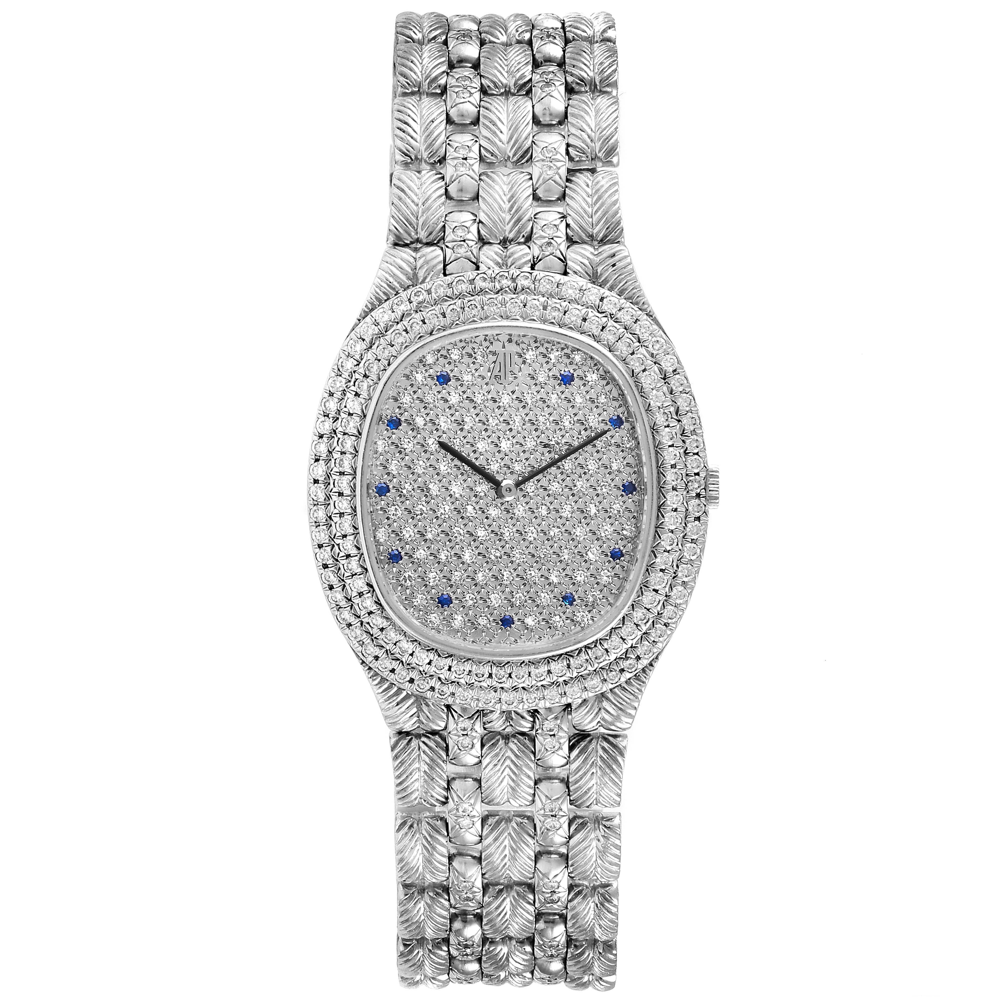 Audemars Piguet White Gold Sapphire Diamond Dial Unisex Watch 56478 In Excellent Condition For Sale In Atlanta, GA