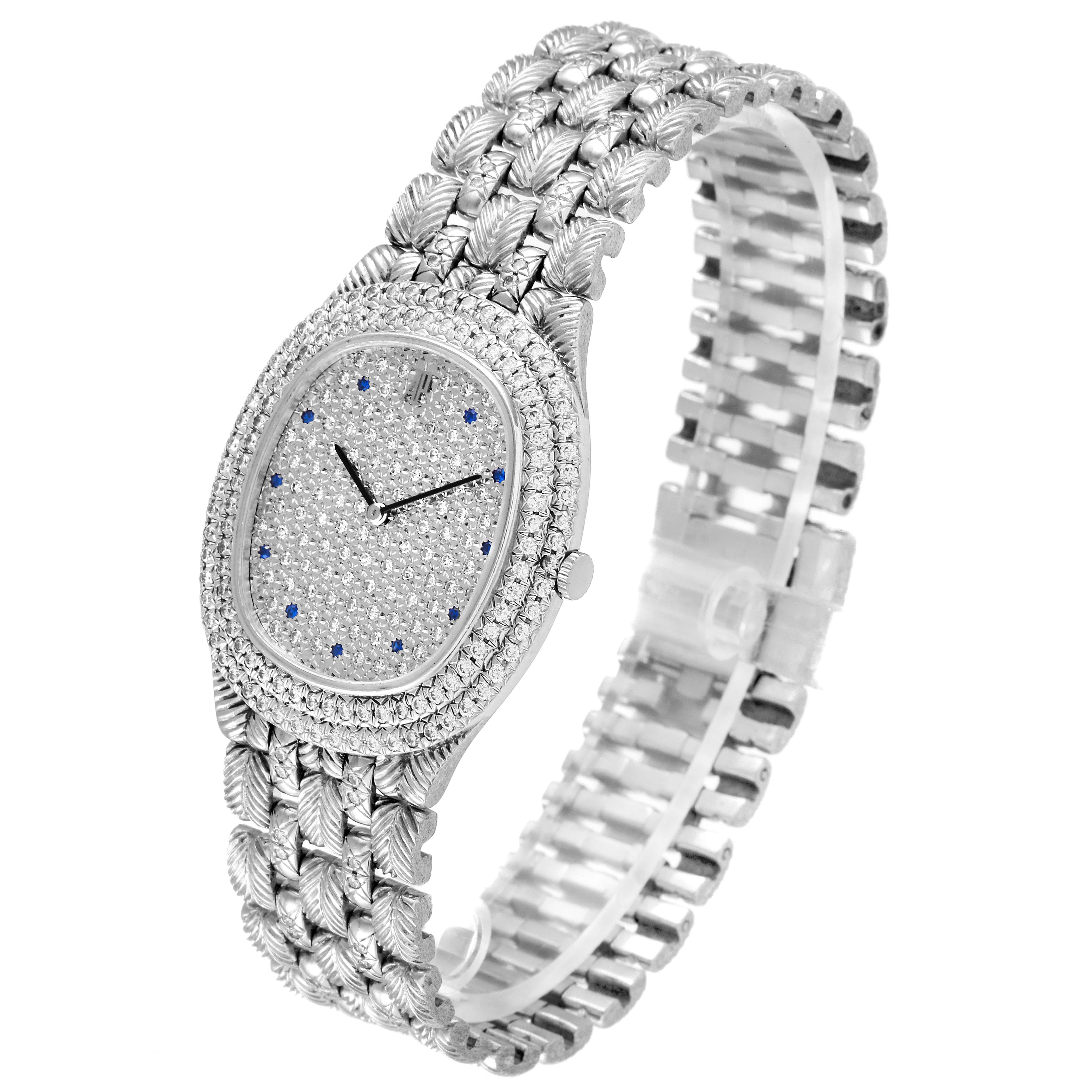 Audemars Piguet White Gold Sapphire Diamond Dial Unisex Watch 56478 For Sale 1