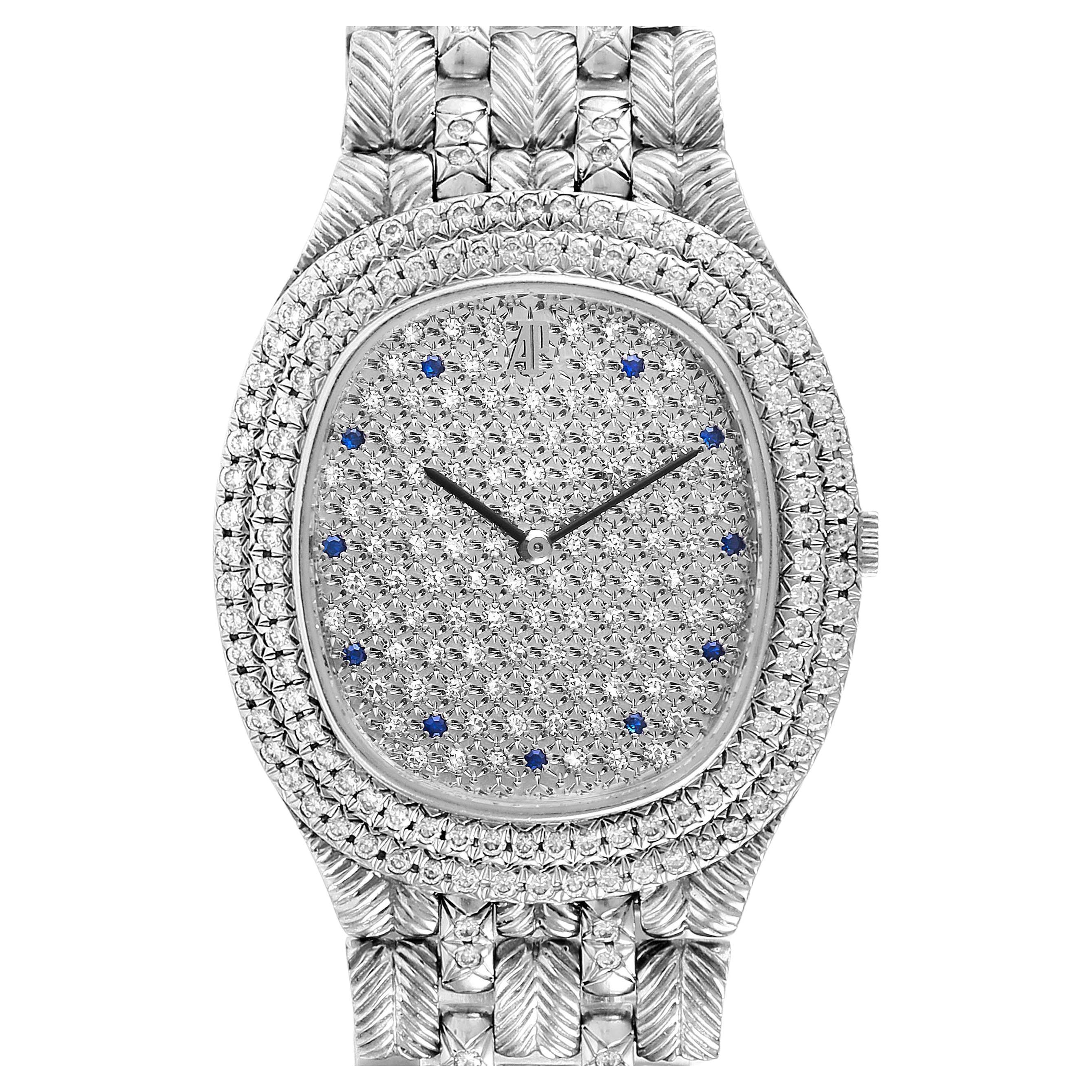 Audemars Piguet White Gold Sapphire Diamond Dial Unisex Watch 56478 For Sale
