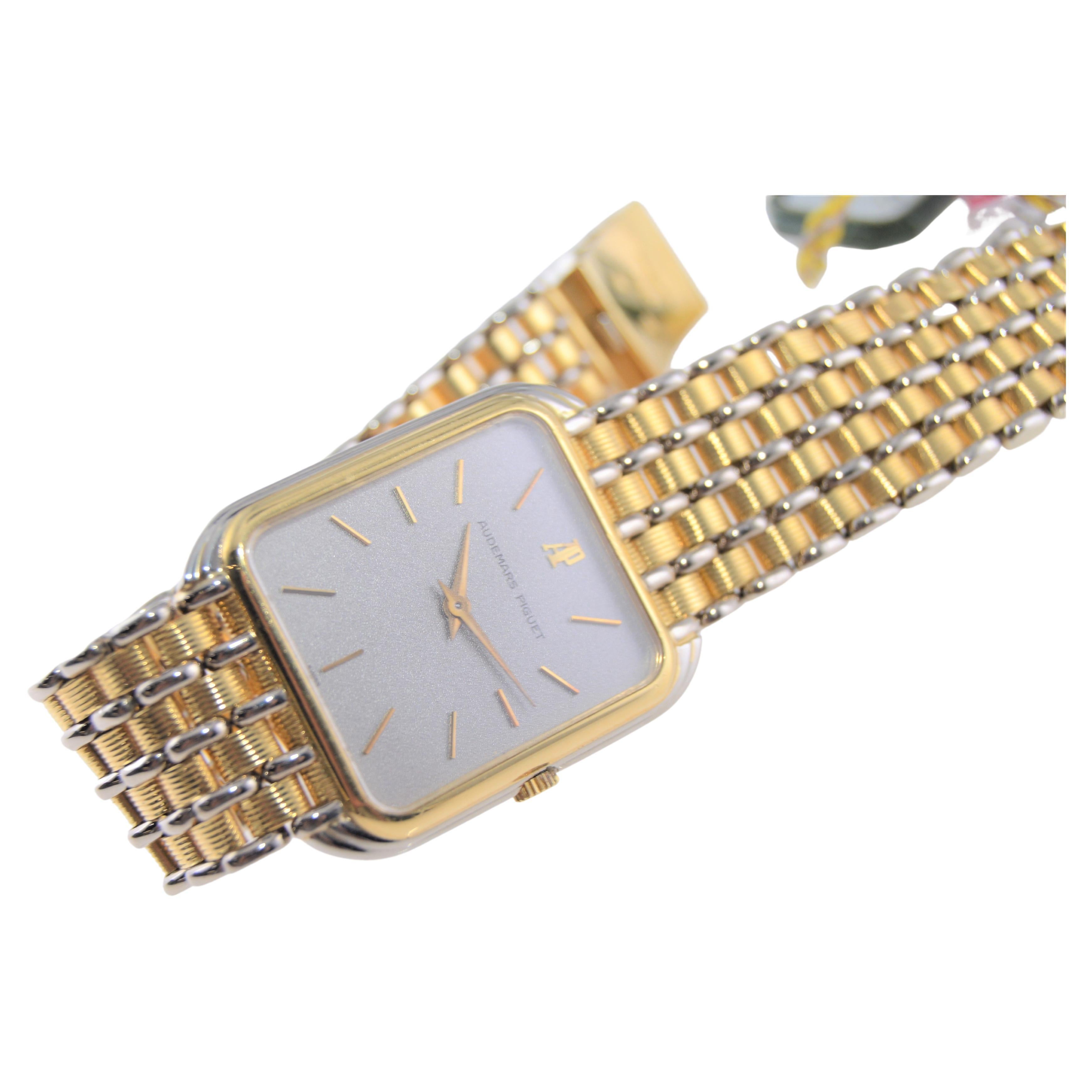 Women's or Men's Audemars Piguet Yellow and White Gold Ultra Thin Manual Watch, 1980s