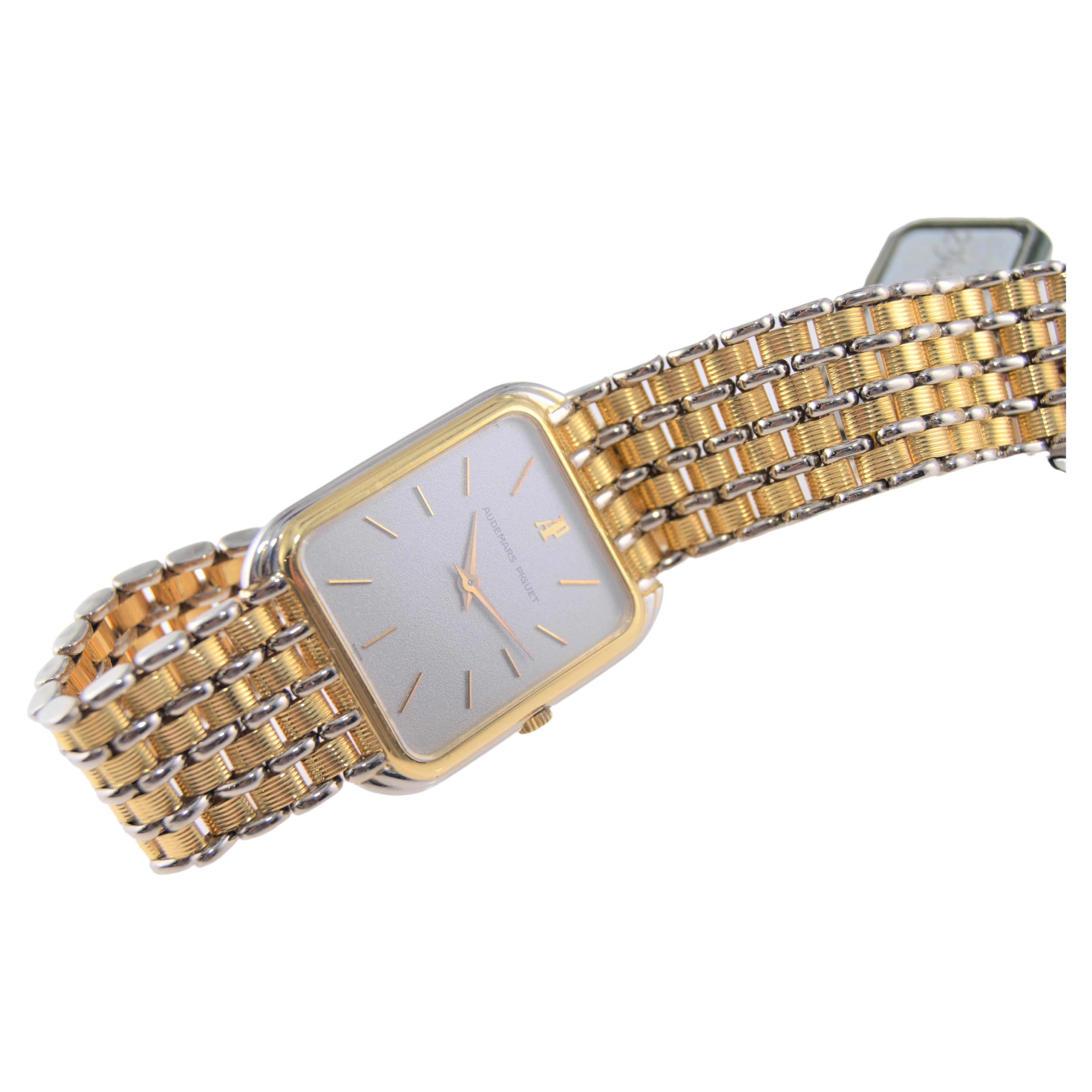 Audemars Piguet Yellow and White Gold Ultra Thin Manual Watch, 1980s 1