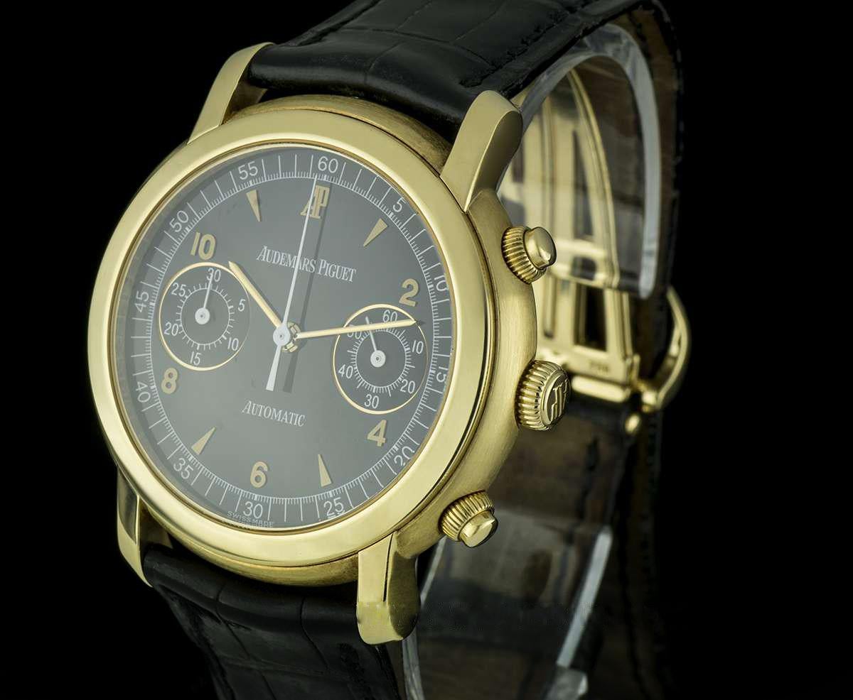 Men's Audemars Piguet Yellow Gold Black Dial Chronograph Watch