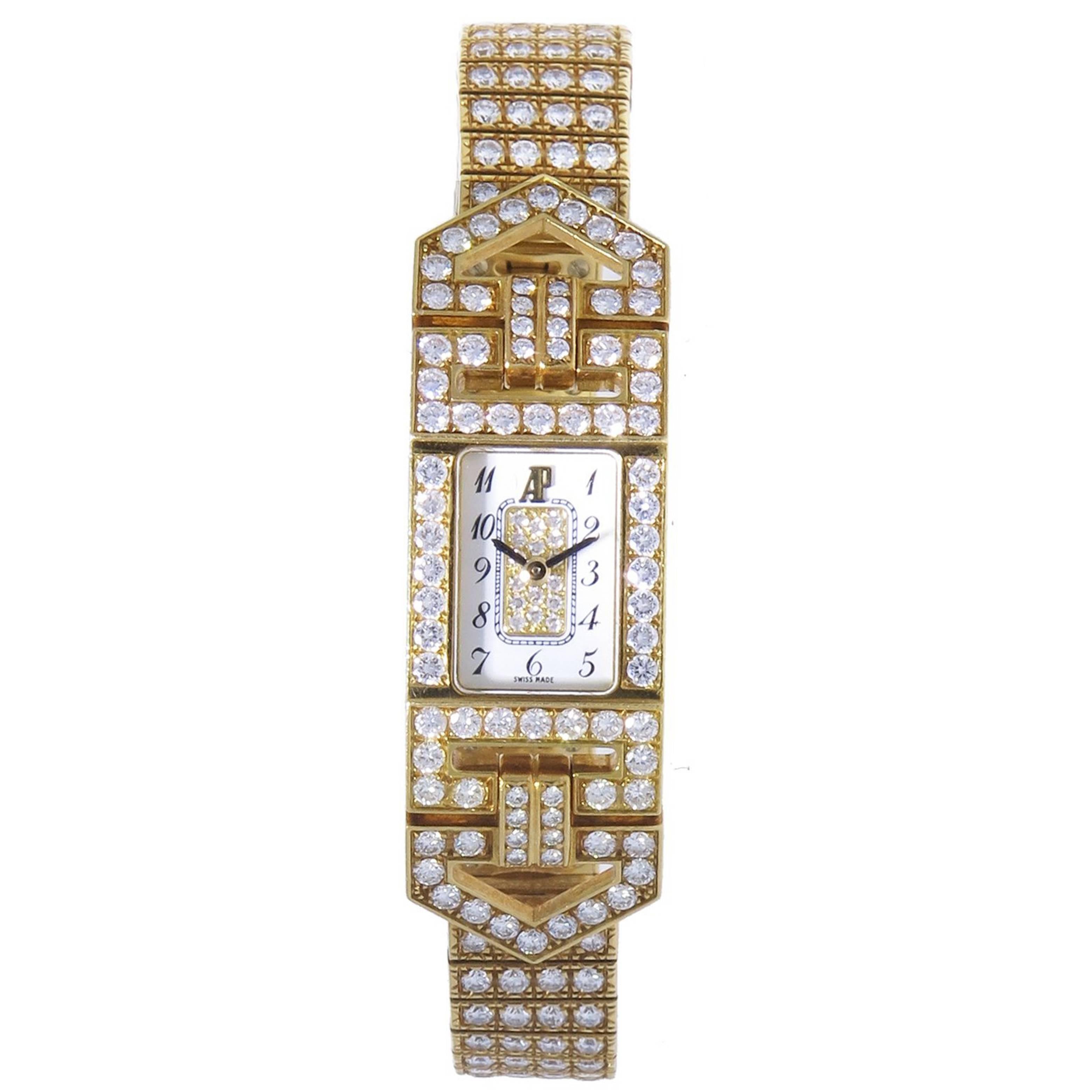 Audemars Piguet Yellow Gold Diamond Charleston quartz Wristwatch