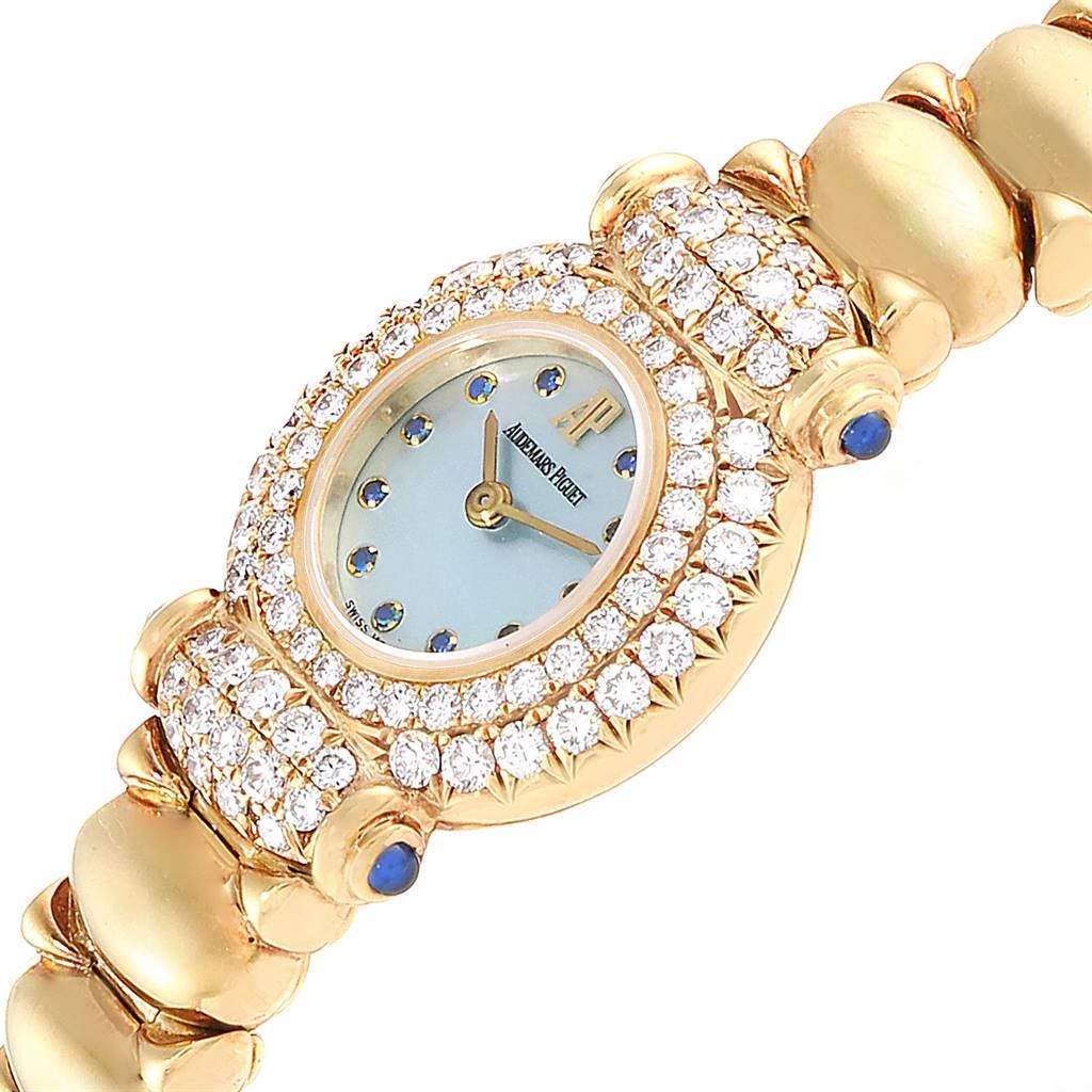 Women's Audemars Piguet Yellow Gold Mother of Pearl Diamond Sapphire Ladies Watch