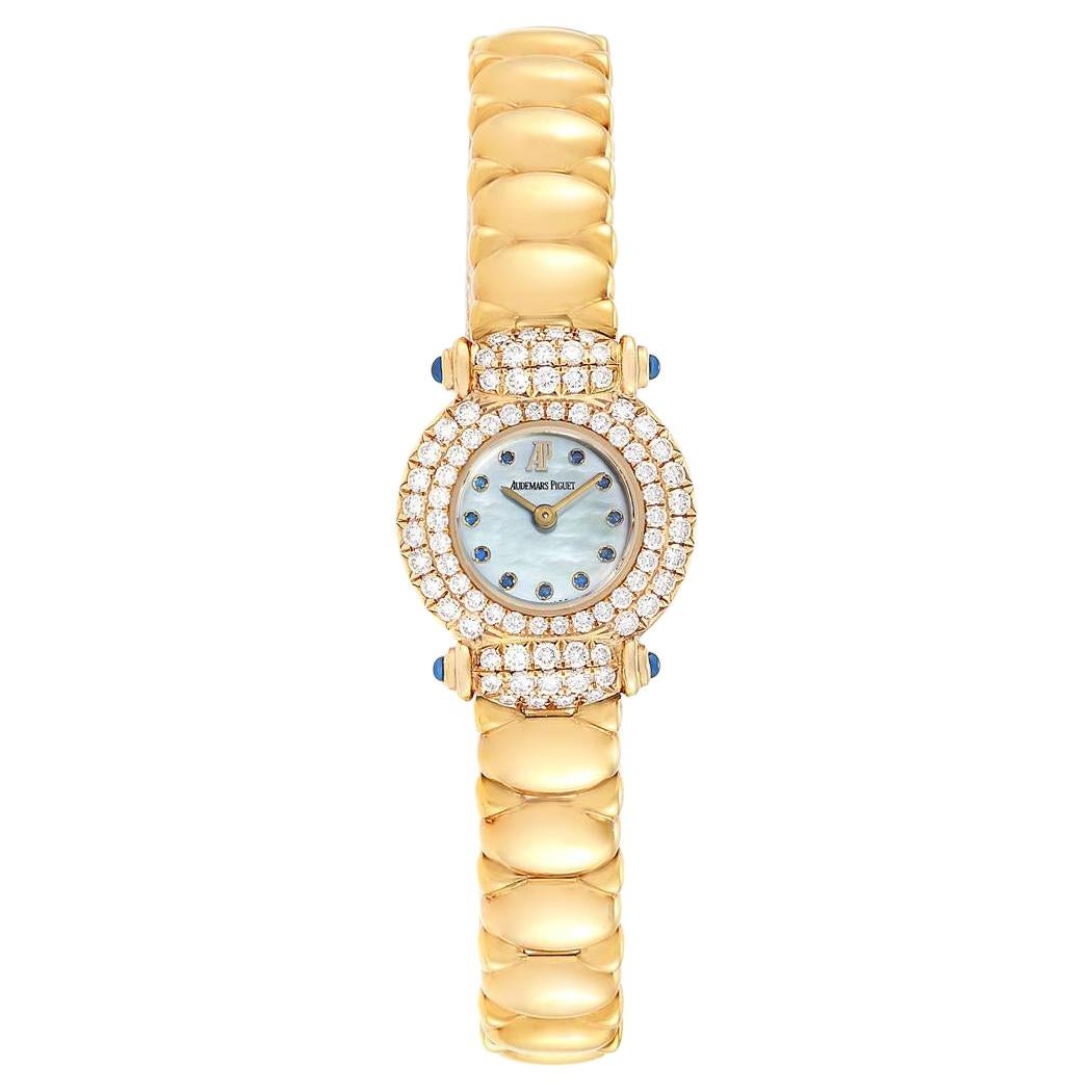 Audemars Piguet Yellow Gold Mother of Pearl Diamond Sapphire Ladies Watch