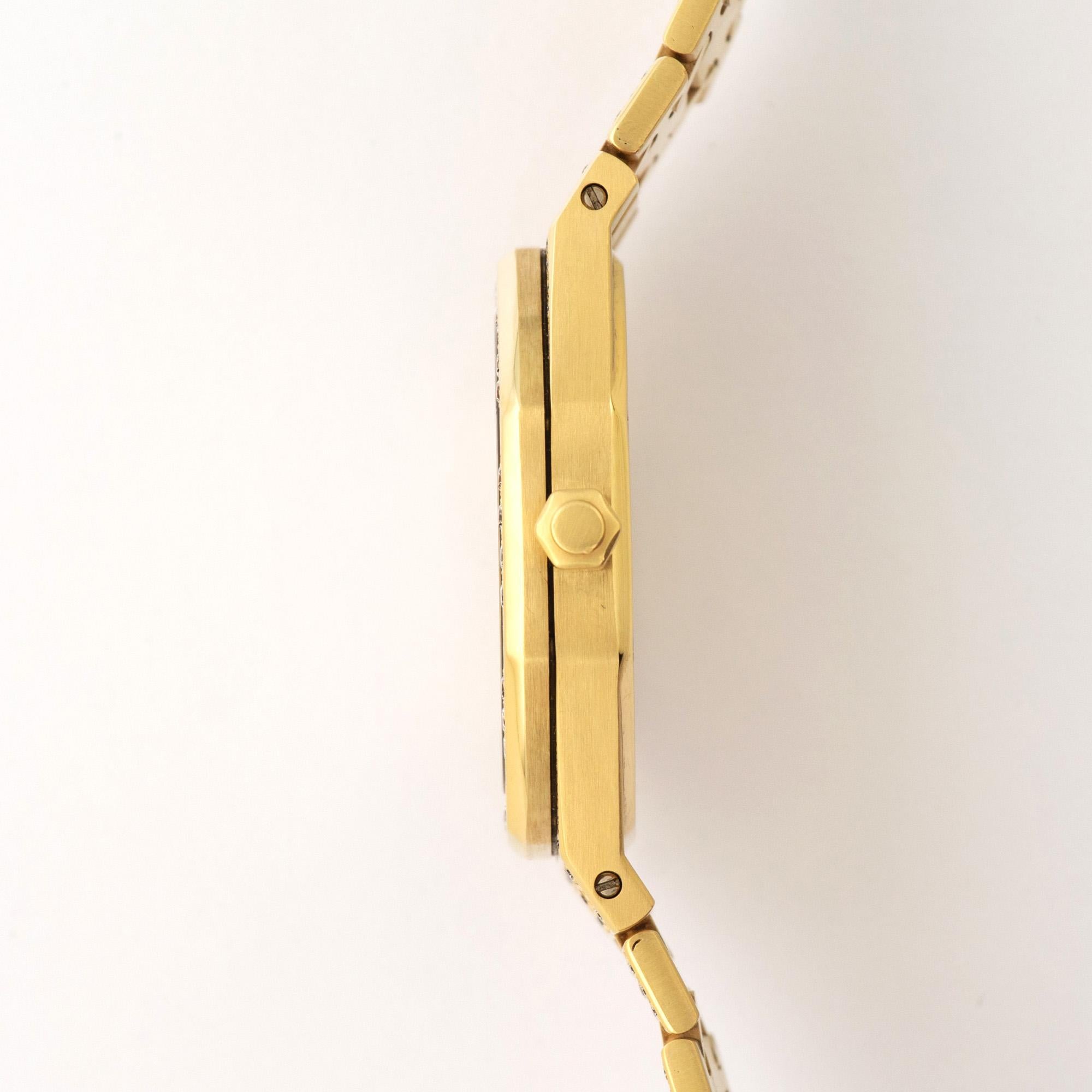Modern Audemars Piguet Yellow Gold Royal Oak Diamond Watch For Sale