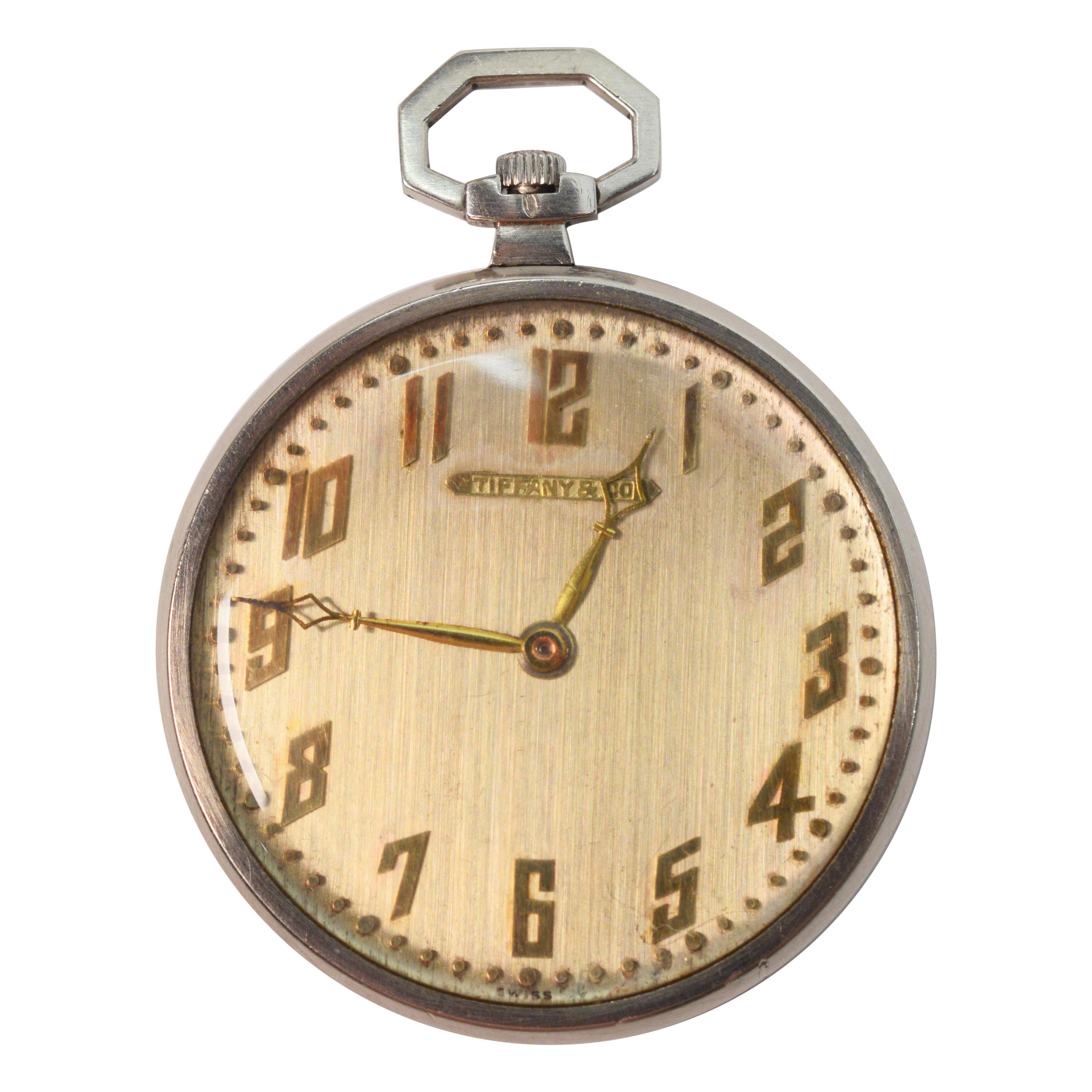 Audemars Piquet Swiss Platinum Display Back Pocket Watch for Tiffany & Co For Sale
