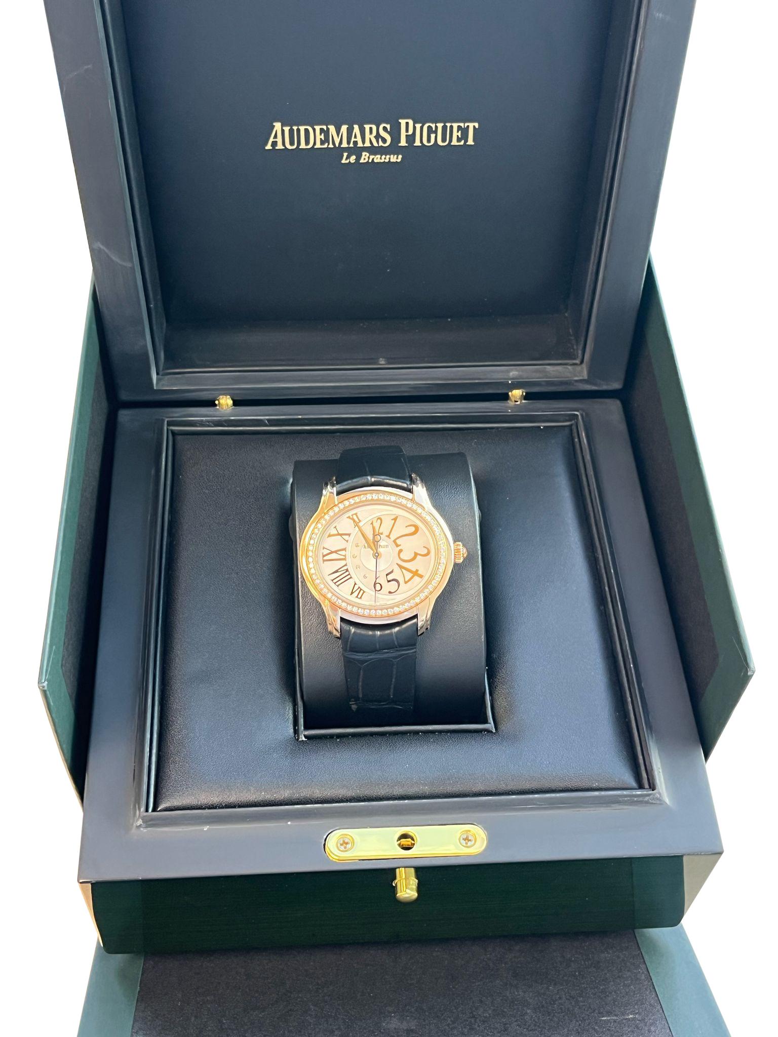 Audermars Piguet Ladies Millernary 18k Rose Gold 77301OR.ZZ.D015CR.01 Q5BZCR In Good Condition For Sale In Aventura, FL