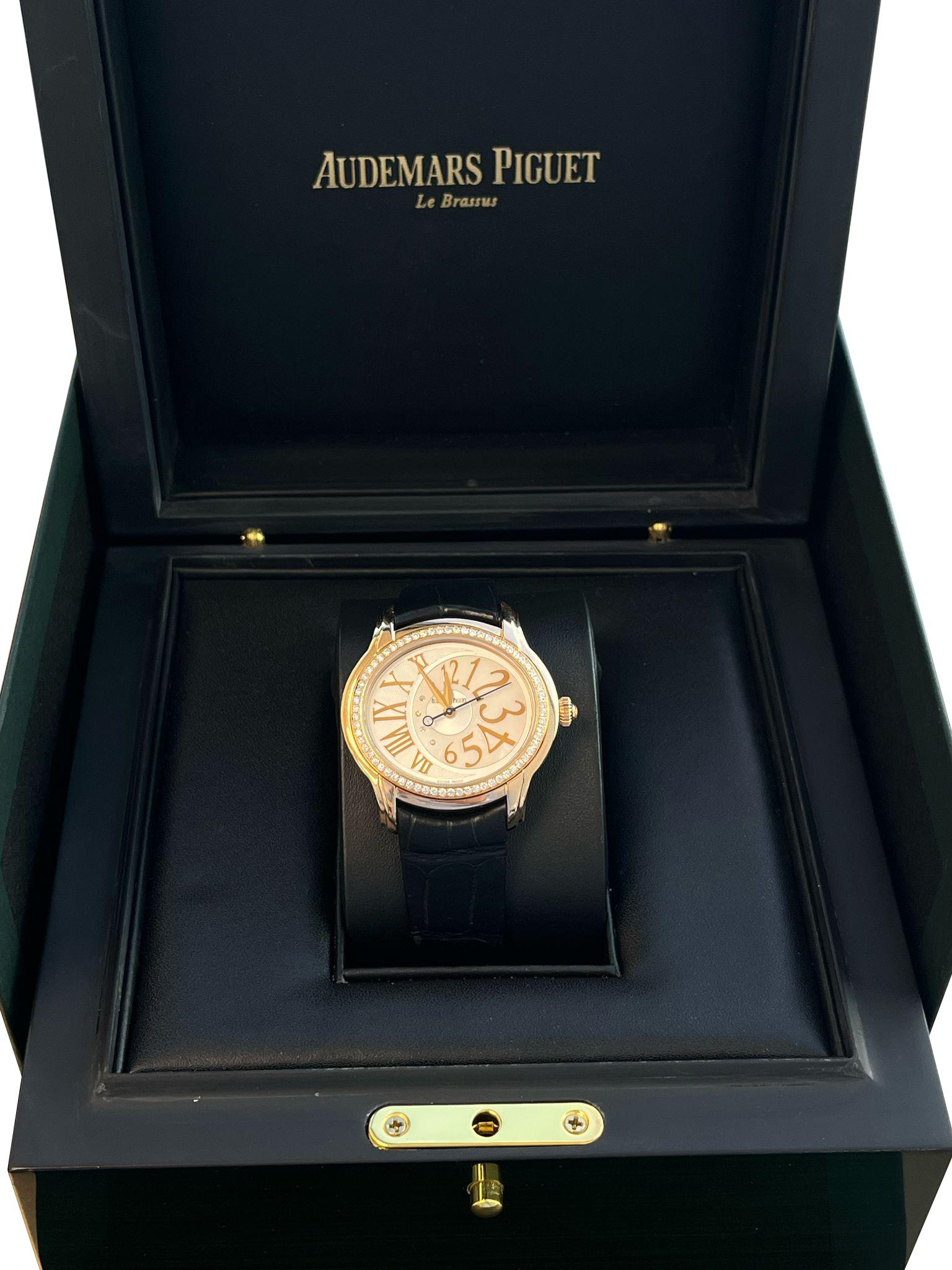 Women's Audermars Piguet Ladies Millernary 18k Rose Gold 77301OR.ZZ.D015CR.01 Q5BZCR For Sale