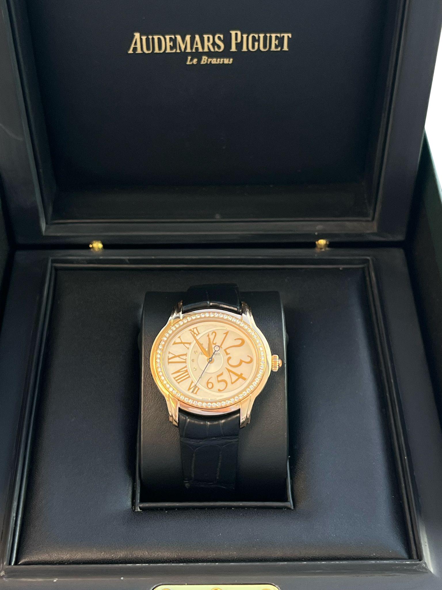Audermars Piguet Ladies Millernary 18k Rose Gold 77301OR.ZZ.D015CR.01 Q5BZCR For Sale 2