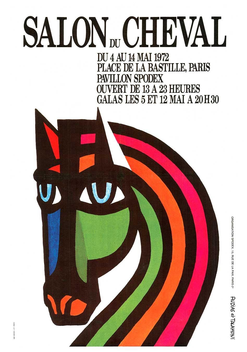 Audias et Talamoni Animal Print - Original Salon du Cheval  Place de la Bastille French Horse Racing affiche