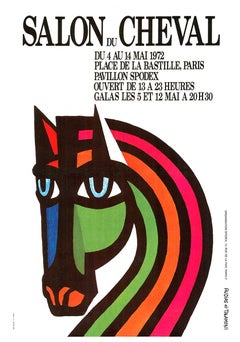 Original Salon du Cheval  Plaza de la Bastilla Afiche de las carreras de caballos francesas