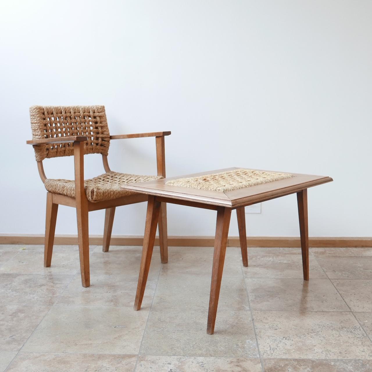 Mid-Century Modern Audoux and Minet Ropework Table