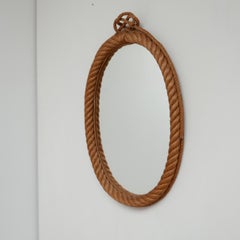 Audoux et Minet French Mid-Century Rope Oval Mirror