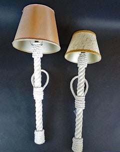 Audoux Et Minet, Paire d'appliques en corde Circa 1950/1960