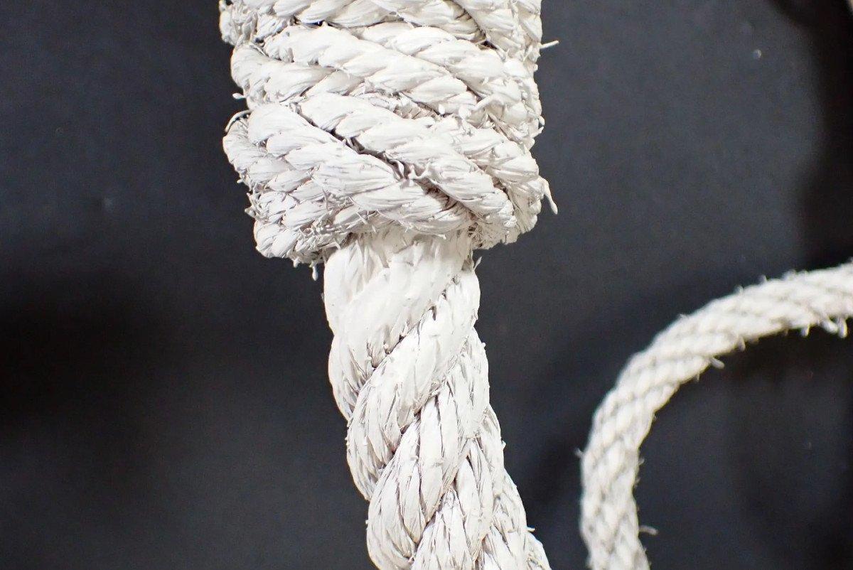 Metà XX secolo Audoux Et Minet, Coppia di lampade in corda Circa 1950/1960 in vendita
