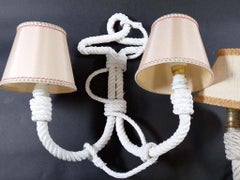 Audoux Et Minet, Coppia di lampade a corda in bianco, Circa 1950/1960