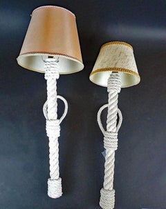 Audoux Et Minet, Pair Of White Rope Sconces, Circa 1950/1960