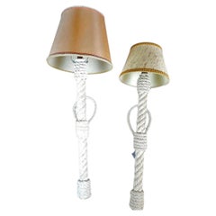 Audoux Et Minet, Pair Of White Rope Sconces, Circa 1950/1960