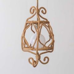 Audoux Minet 1960s French Rope Lantern Pendant