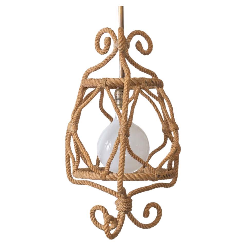 Audoux Minet 1960s French Rope Lantern Pendant