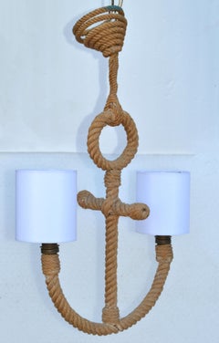 Audoux Minet 2-Light Handwoven French Rope Chandelier Nautical Anchor Design