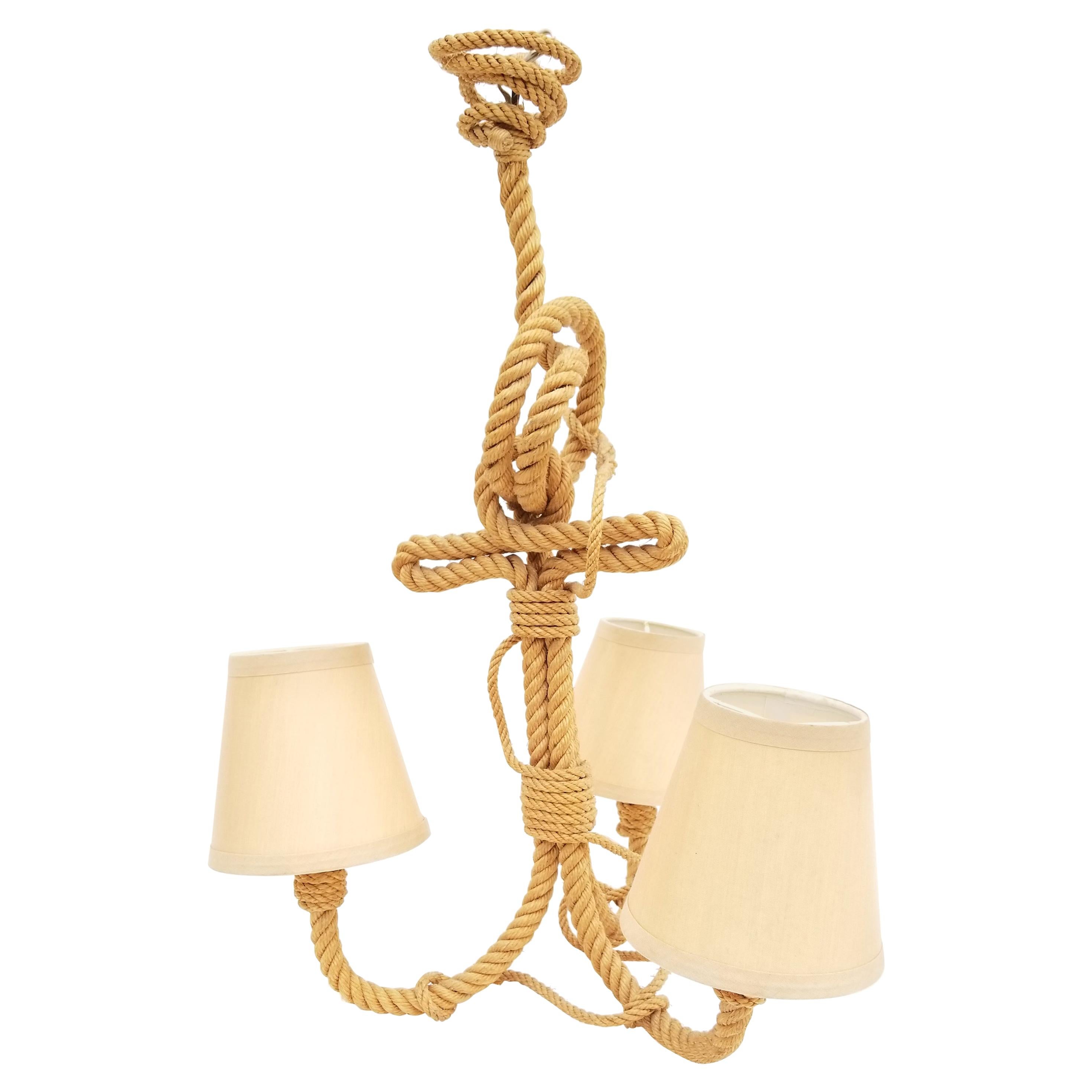 Audoux Minet 3-Light French Rope Chandelier