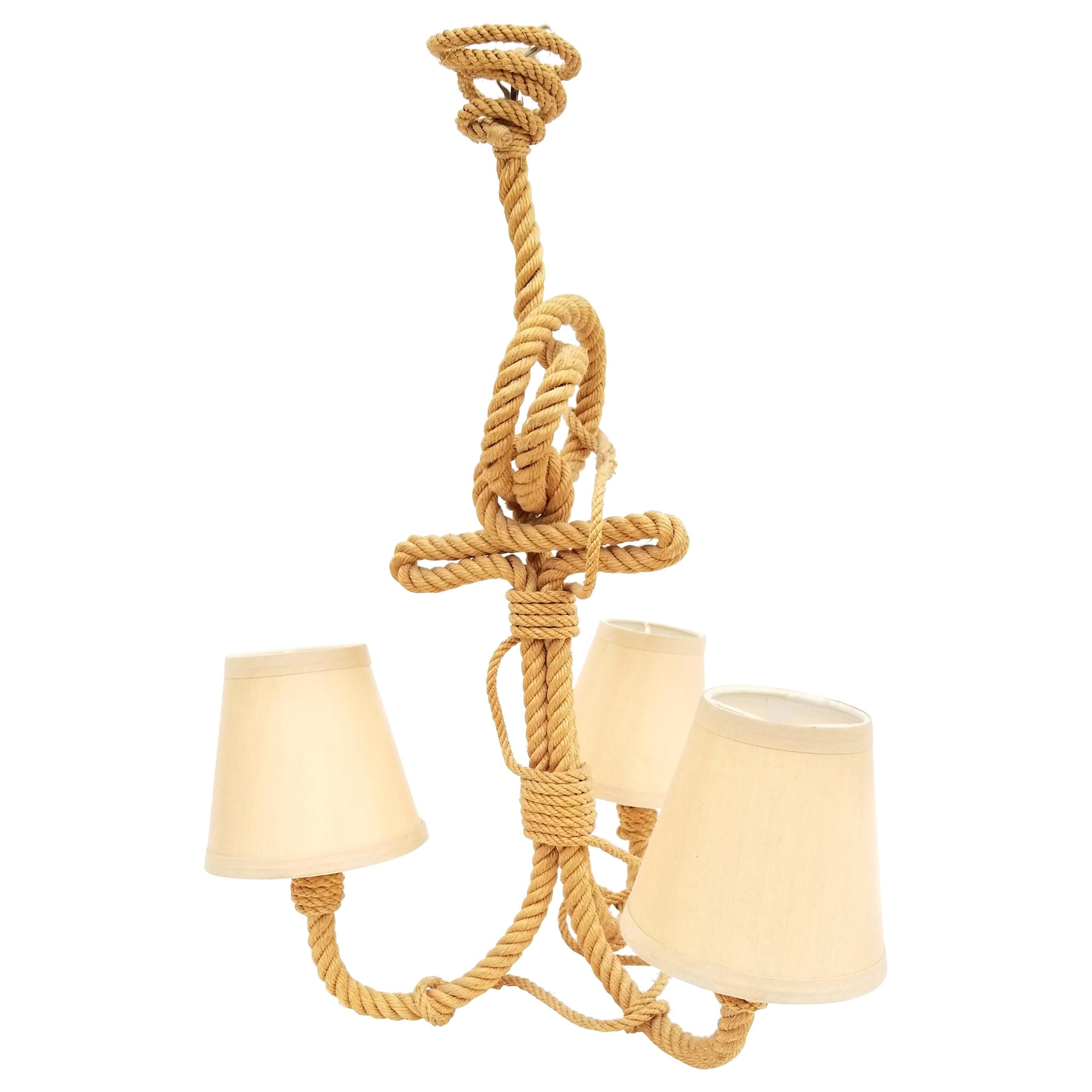 Audoux Minet 3-Light French Rope Chandelier