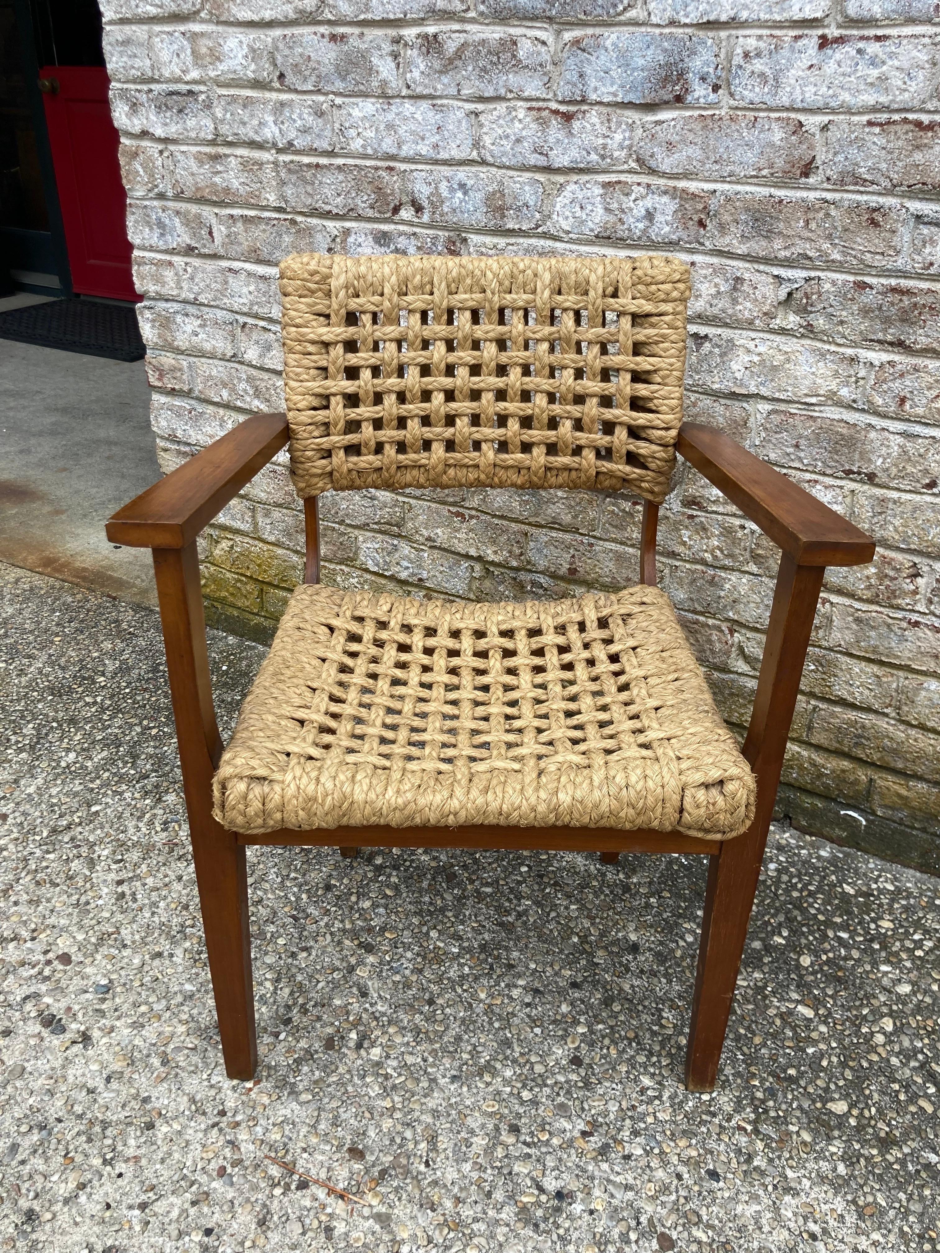 Audoux Minet armchair with abaca woven seat and back.