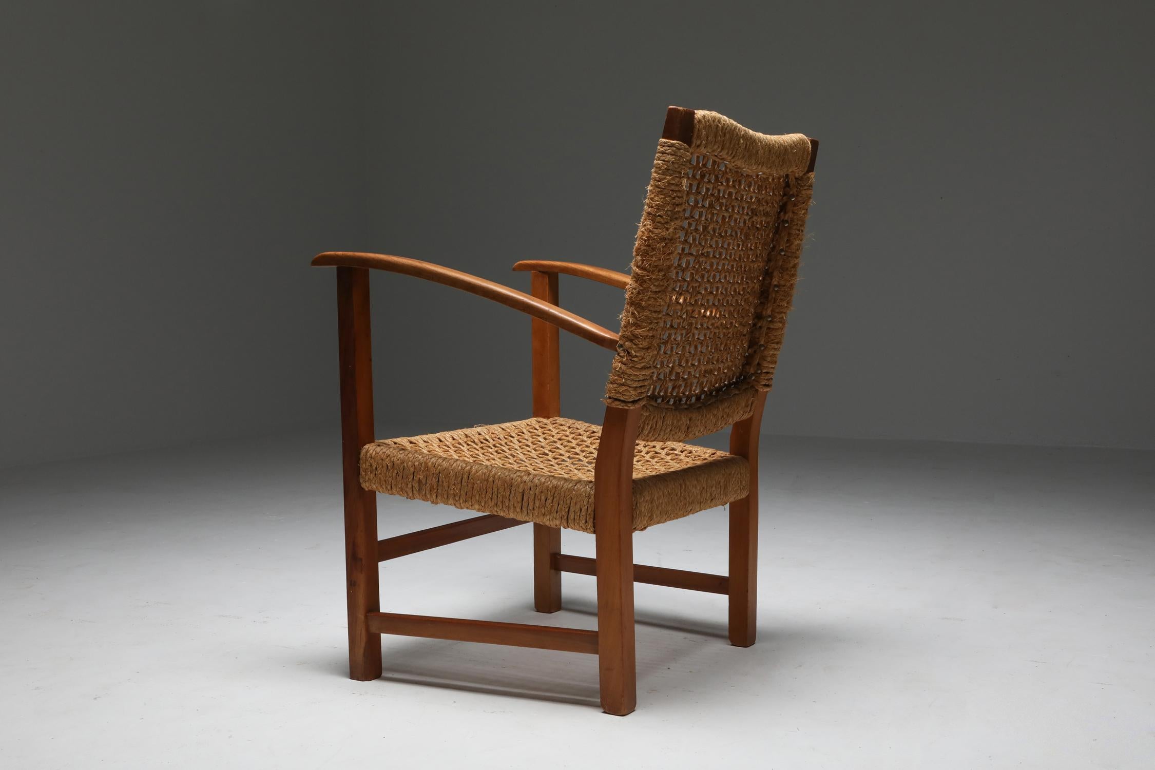 Audoux Minet Armchair in Beech and Cord 5