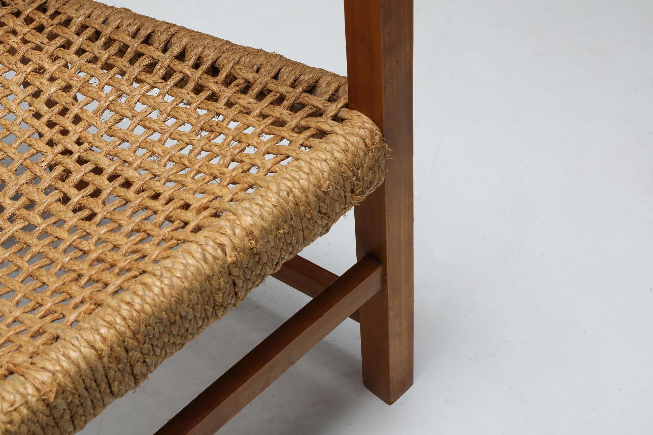 French Audoux Minet Armchair in Beech and Cord
