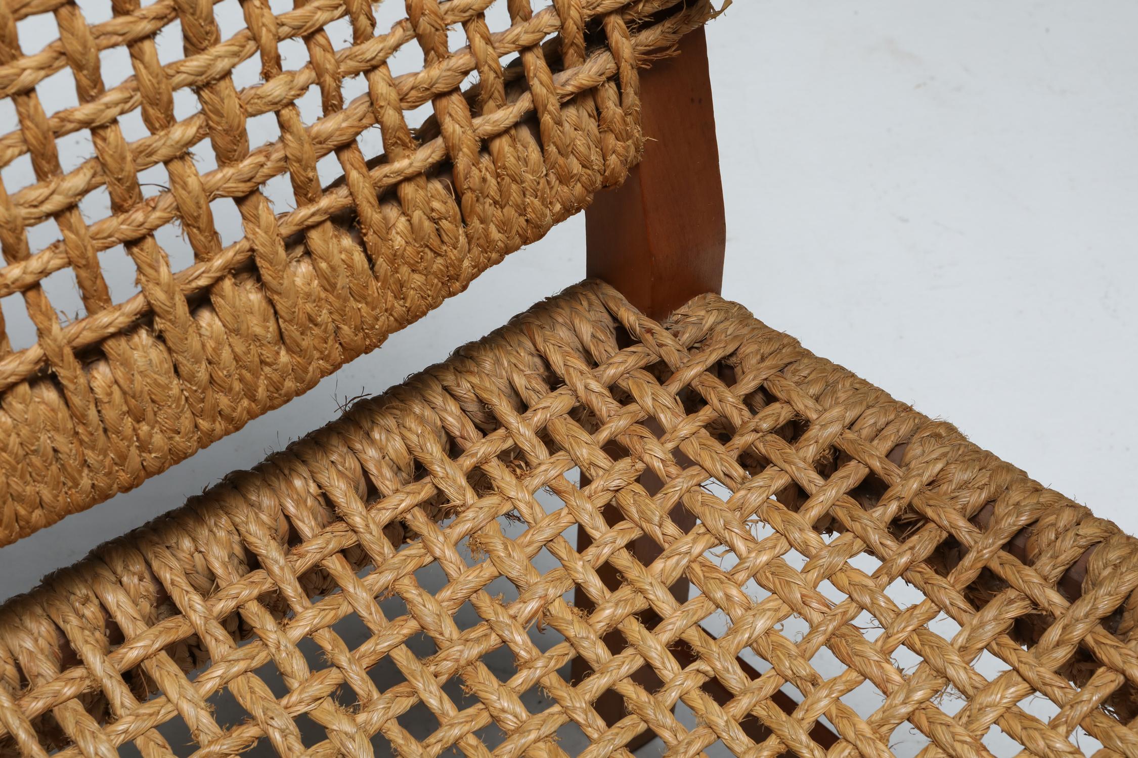 Audoux Minet Armchair in Beech and Cord In Good Condition In Antwerp, BE