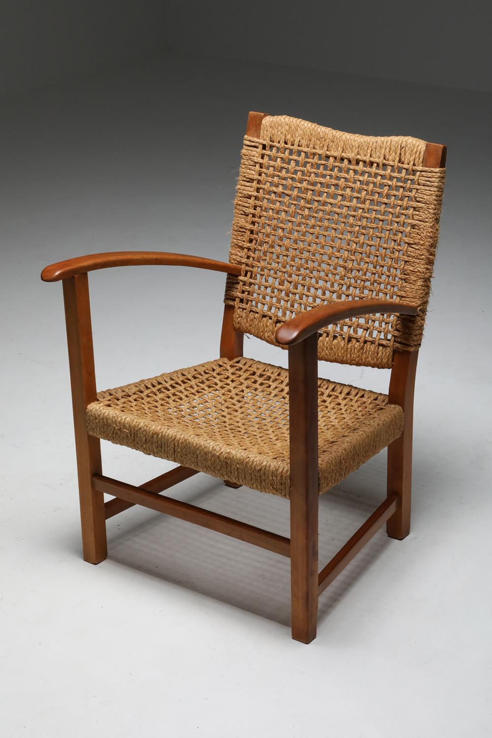 Audoux Minet Armchair in Beech and Cord 2