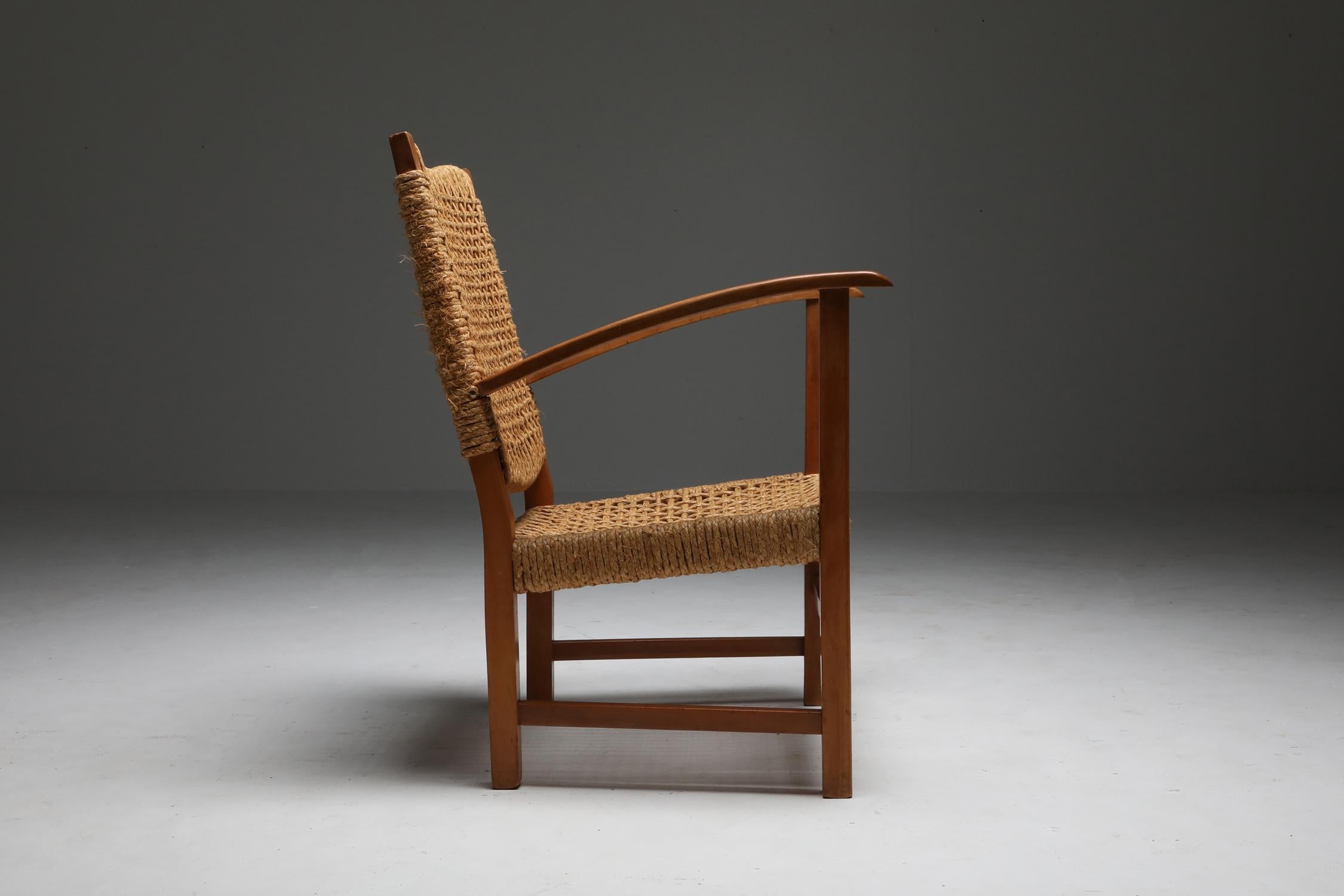 Audoux Minet Armchair in Beech and Cord 3